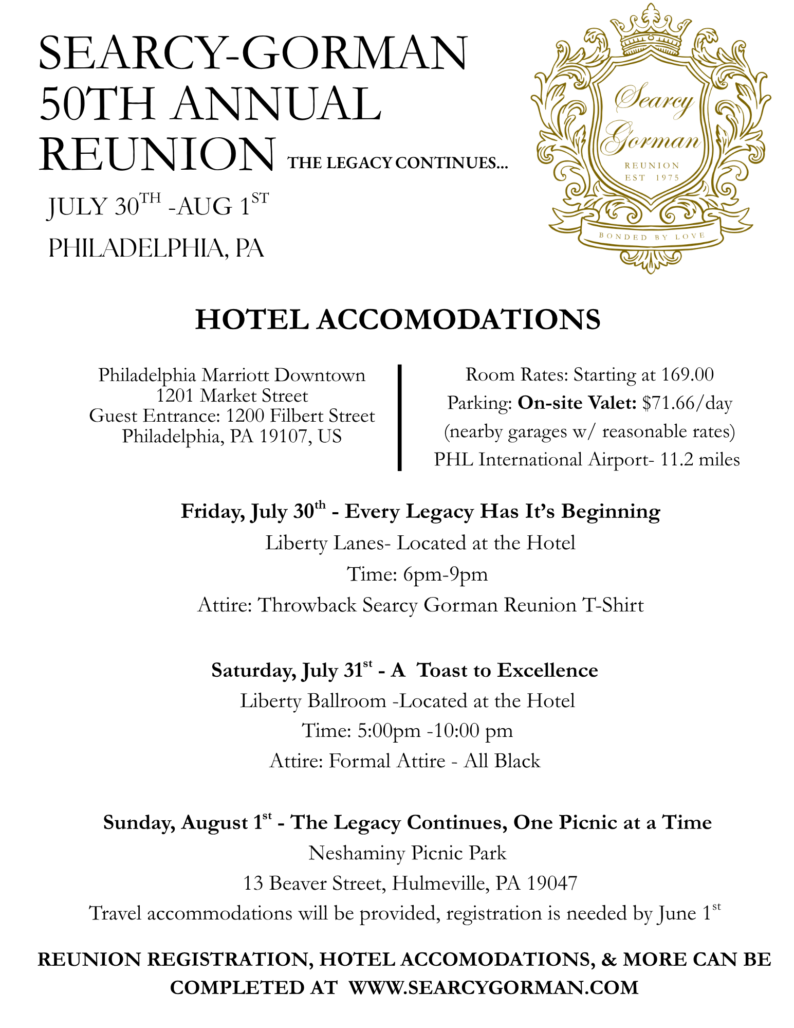 Official Searcy-Gorman reunion flyer